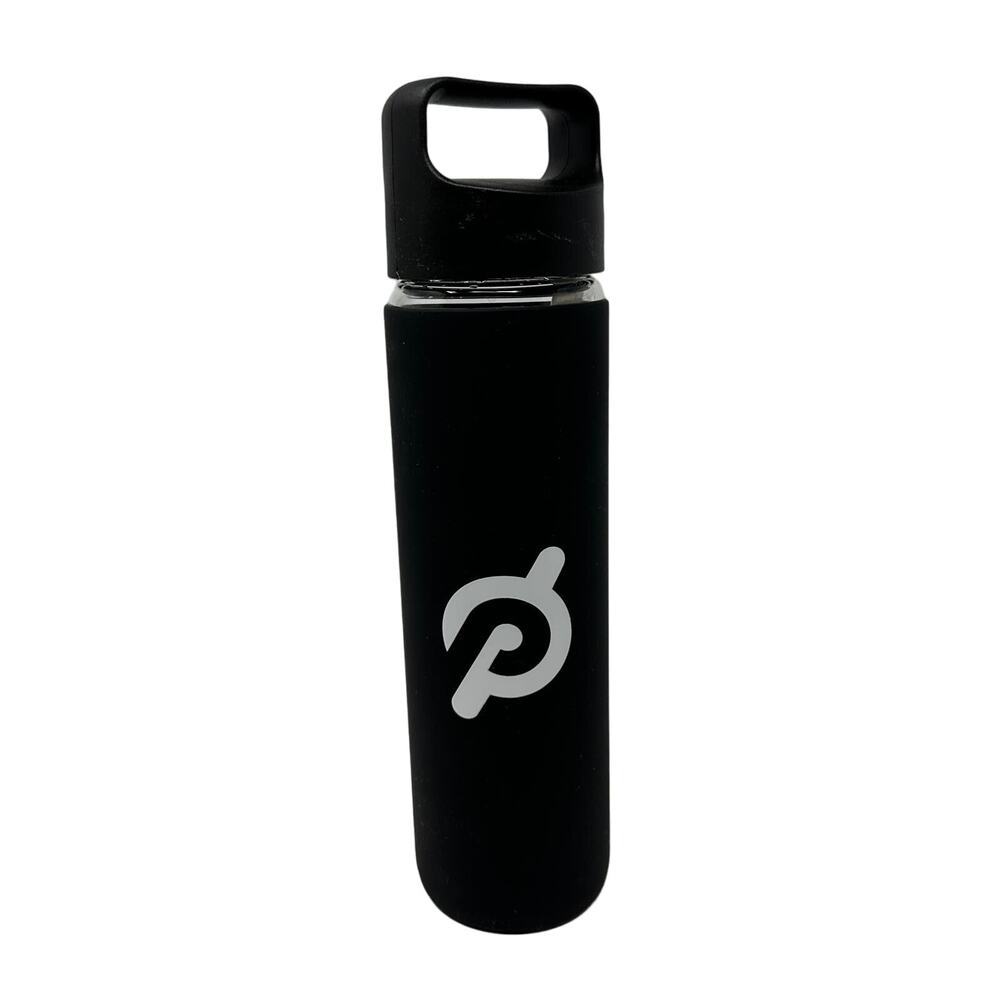 Peloton Water Bottle Glass 16 Oz Black With White Logo